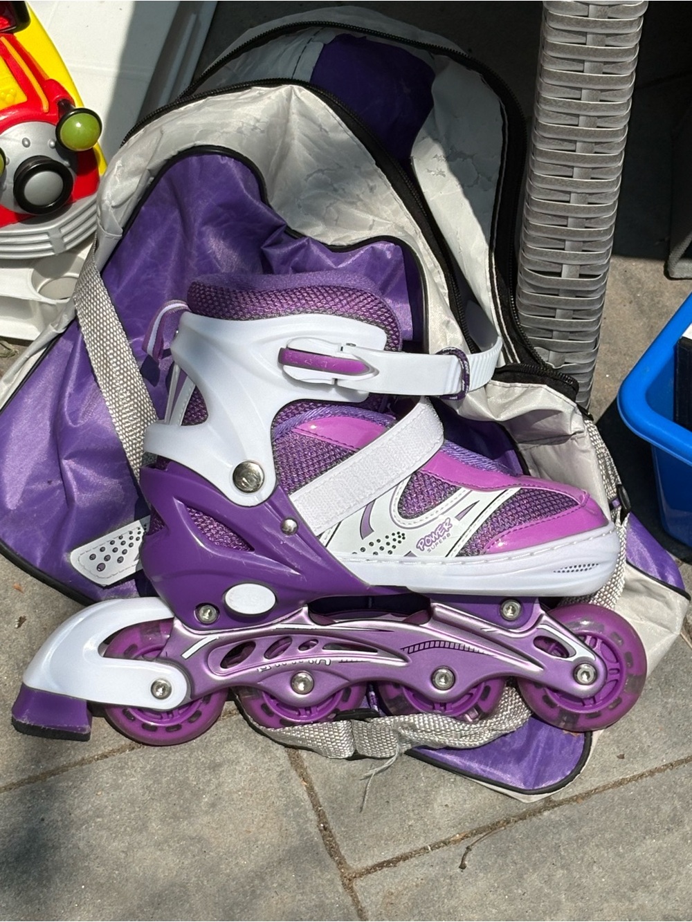 Purple Youth Adjustable Inline Skates with White Accents